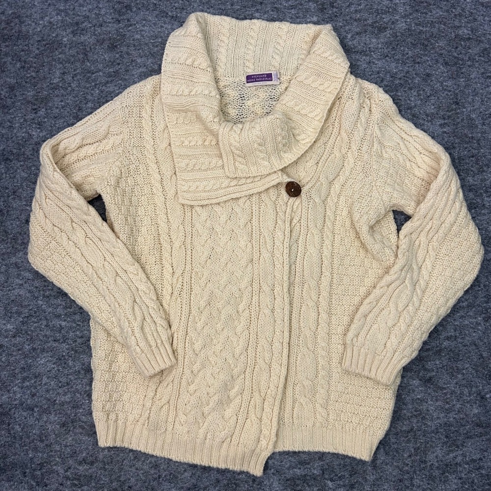 Highland Home Industries Womens Cable Knit Wool Cardigan